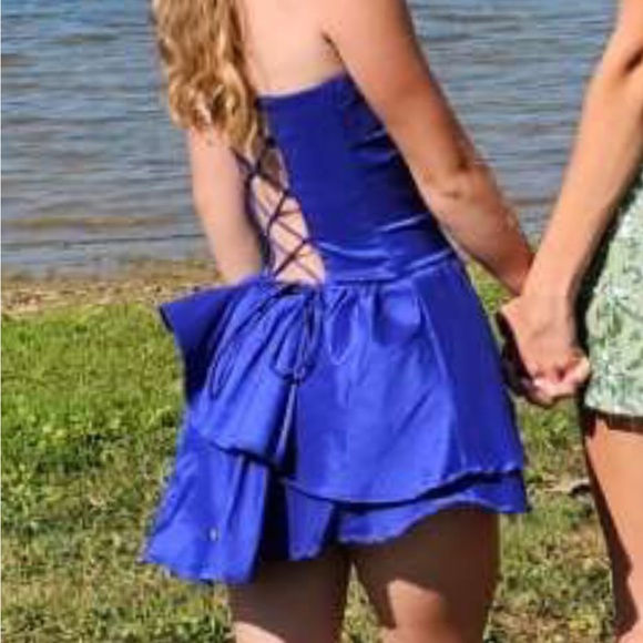 Blue Ruffled Mini Dress - Picture 2 of 2